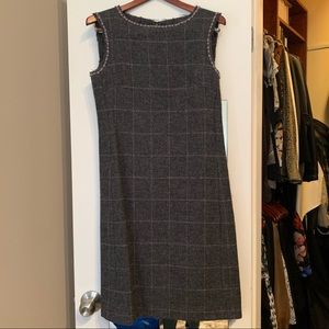 Aeffe Grey Purple Wool Check Sleeveless Sheath Dress - 6